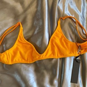 Neon orange Terry cloth Triangl Bikini Top Maia